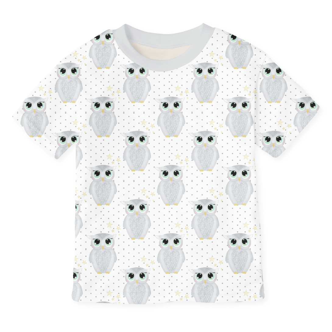 Cute Owls Grey GOTS-Trikå/Jersey