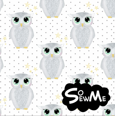 Cute Owls Grey GOTS-Trikå/Jersey