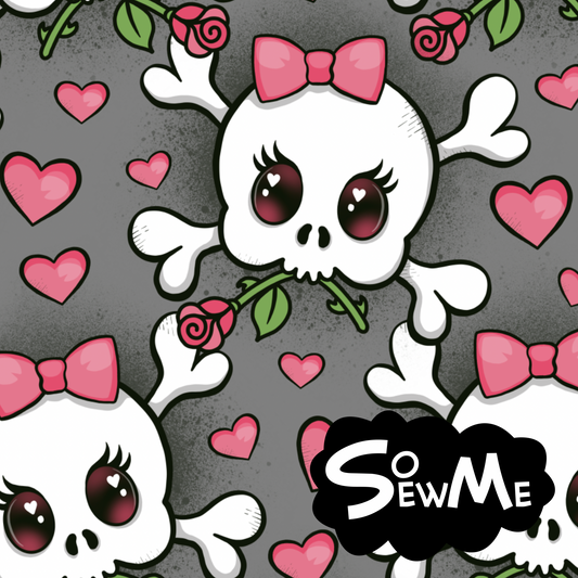 Skull Charmer Pink Grey GOTS-Trikå/Jersey