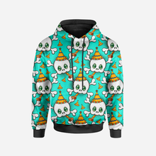 Party Skull Yellow Aqua GOTS-Jogging/French Terry