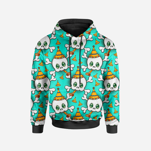 Party Skull Yellow Aqua GOTS-Jogging/French Terry