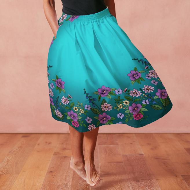 Dream Skirt Teal Cirkelkjolsrapport Apella-Jersey