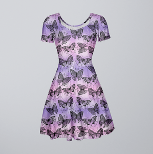Lace Butterflies Purple Ombre GOTS-Trikå/Jersey