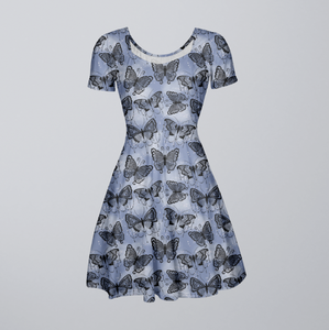 Lace Butterflies Blue GOTS-Trikå/Jersey