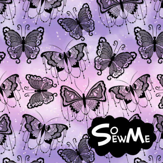 Lace Butterflies Purple Ombre GOTS-Trikå/Jersey