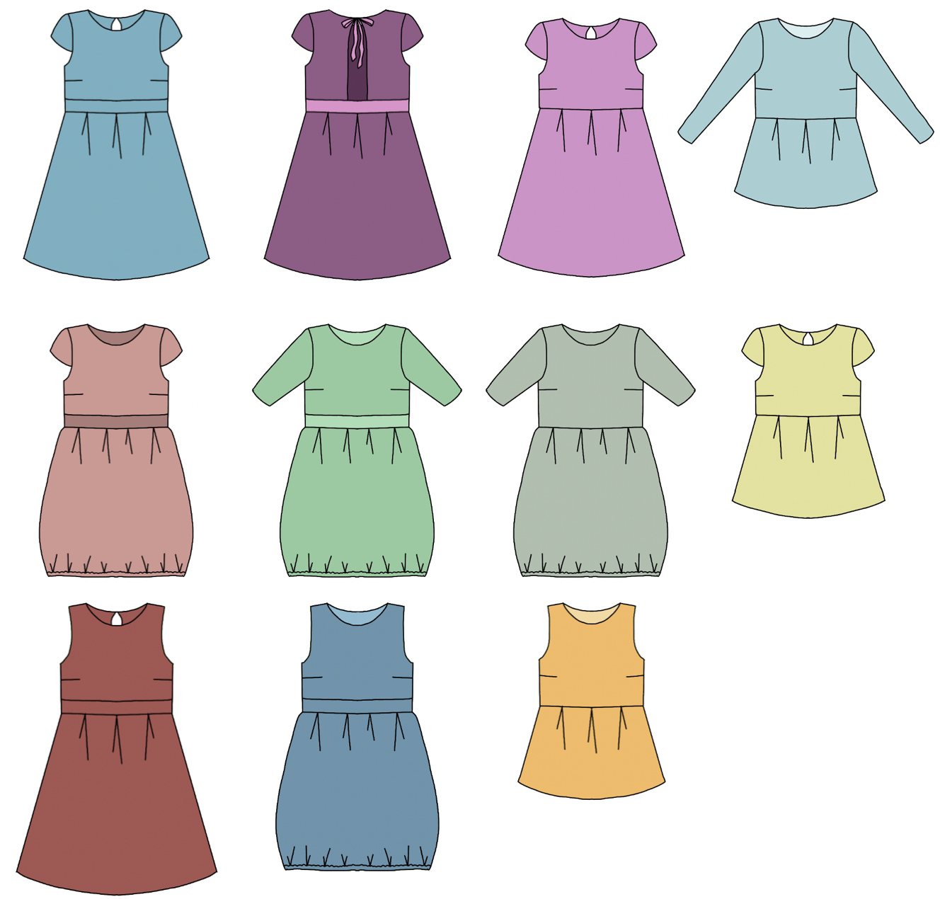 Blueberry Pie Dress Strl 34-56 PDF-mönster