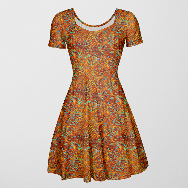 Boho Paisley Orange GOTS-Trikå/Jersey