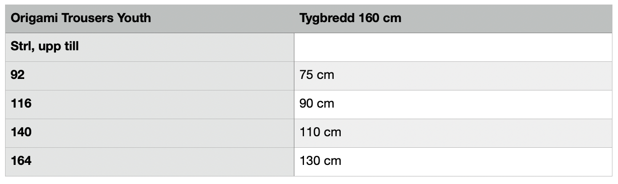 Origami Trousers Youth Strl 86-164 Pappersmönster