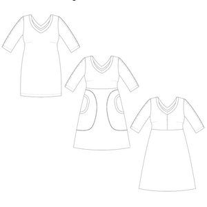 Power Sleeve Dress Strl 34-56 PDF-mönster