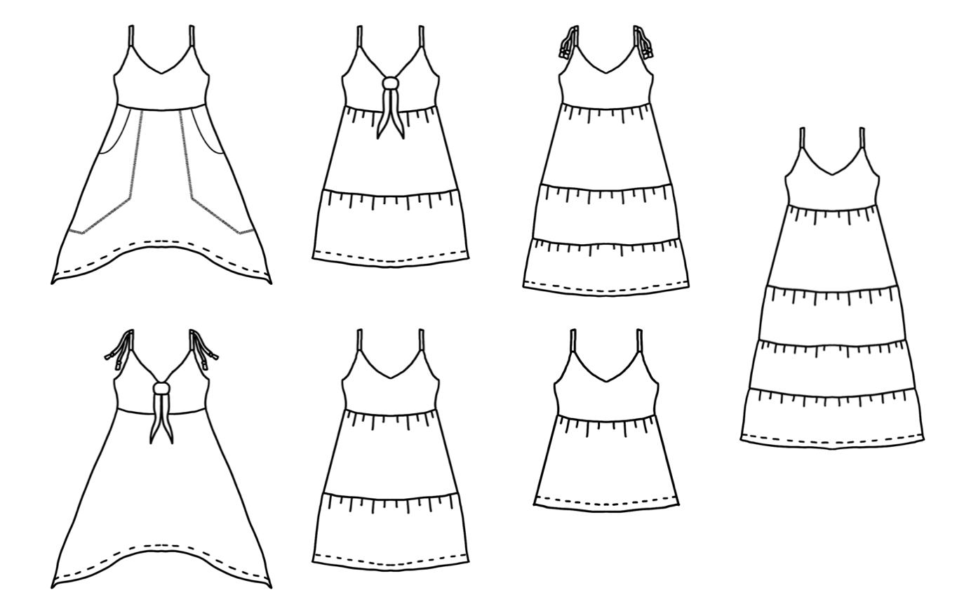 Riviera Rumble Dress Strl 34-56 PDF-mönster