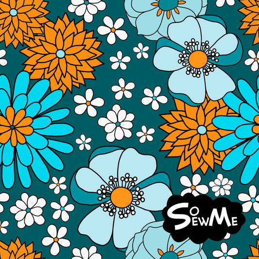 That 70's Flowers Teal Trikå/Jersey