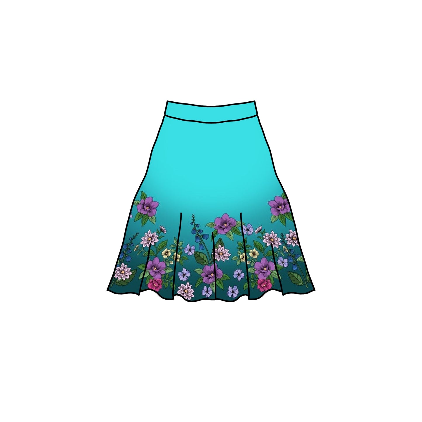 Dream Skirt Teal Cirkelkjolsrapport Apella-Jersey