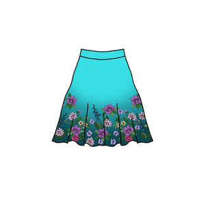 Dream Skirt Green Cirkelkjolsrapport GOTS-Trikå/Jersey