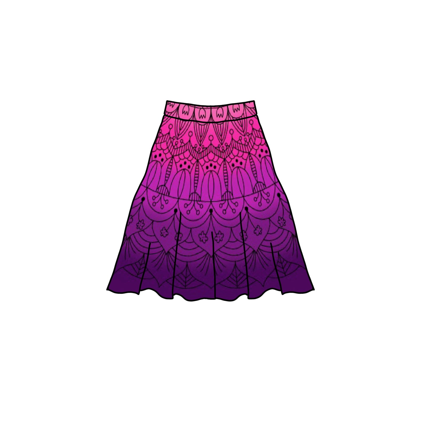 Mandala Skirt Purple Pink Cirkelkjolsrapport Apella-Jersey