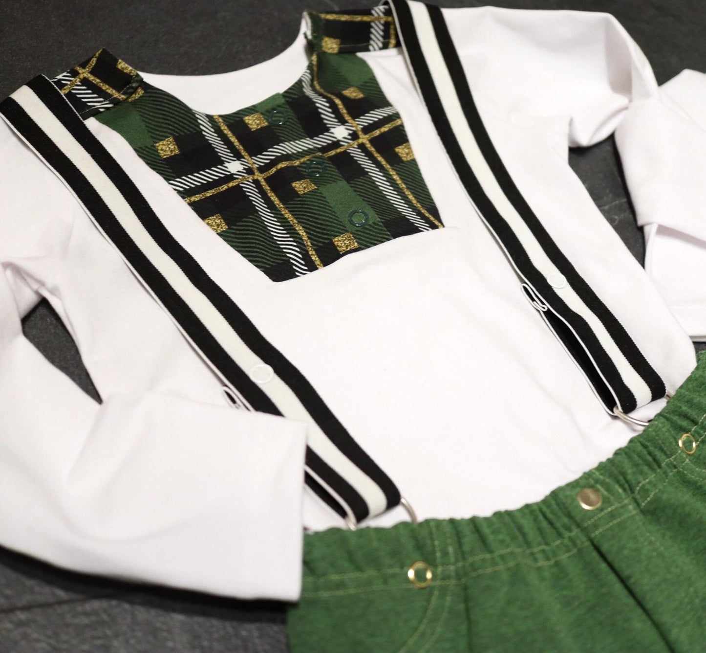 Skotskrutig Trikå/Jersey Xmas Edition Glitter Green