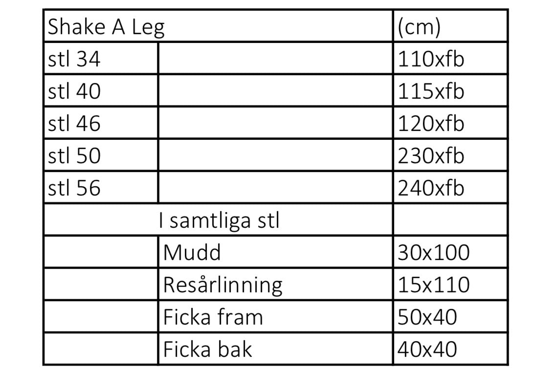 Shake a Leg Strl 34-56 PDF-mönster