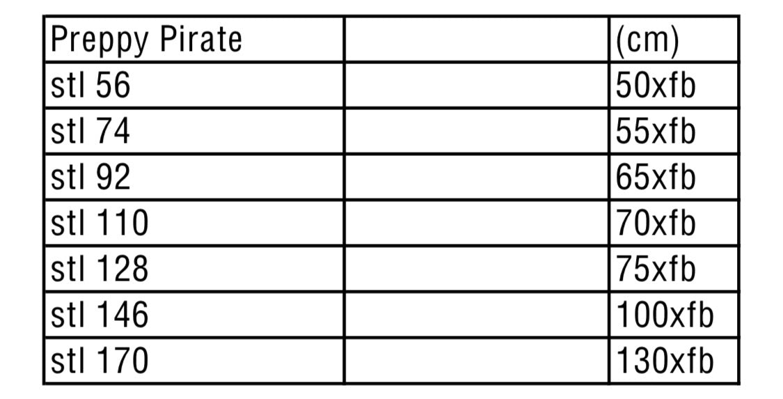 Preppy Pirate Strl 56-170 PDF-mönster