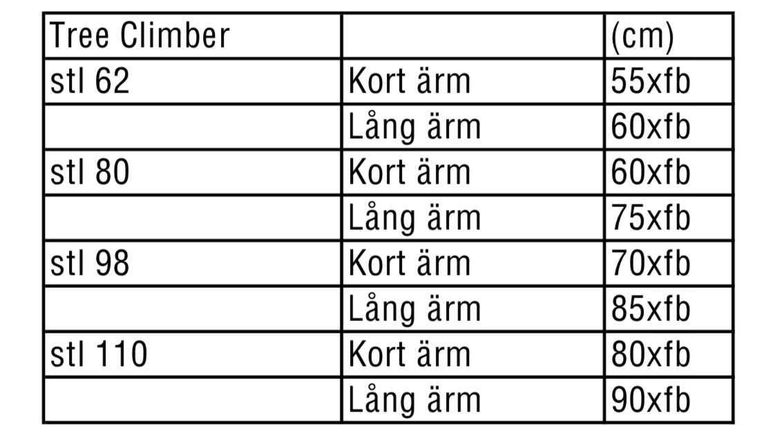 Tree Climber Strl 62-110 PDF-mönster