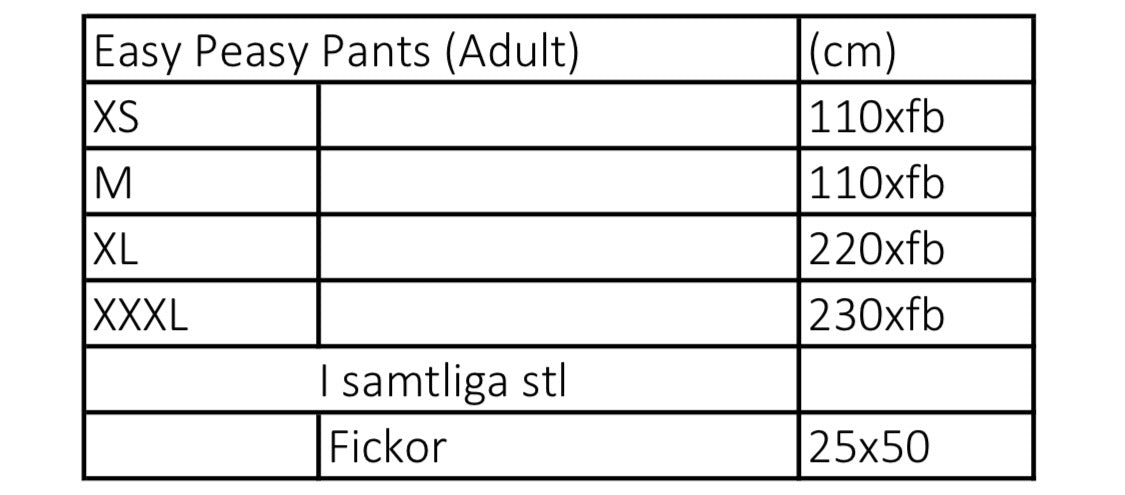 Easy Peasy Pants Adult strl XXS-XXXL PDF-mönster