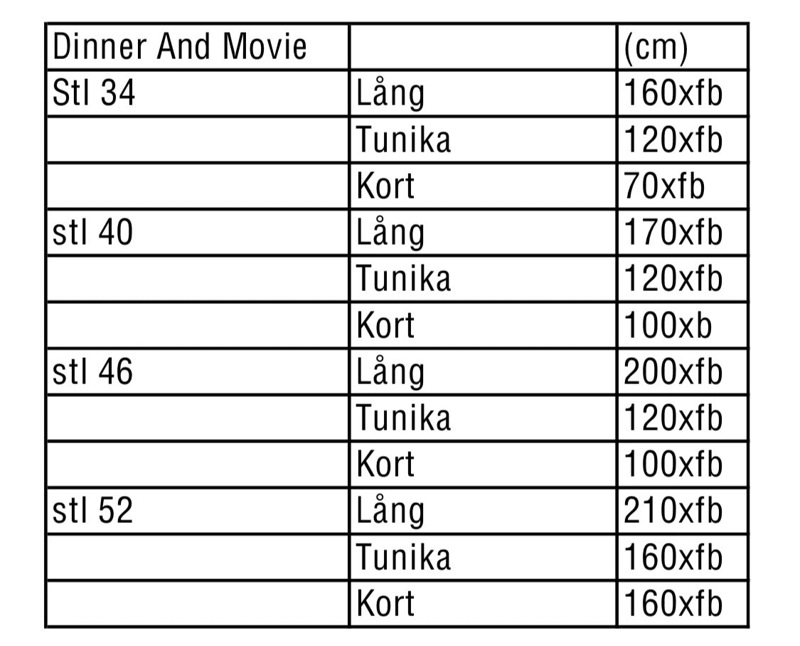 Dinner & Movies Strl 34-56 Pappersmönster