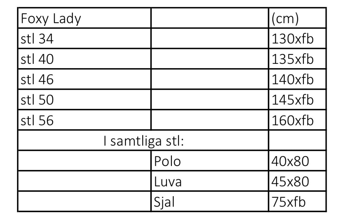 Foxy Lady strl 34-56 Pappersmönster