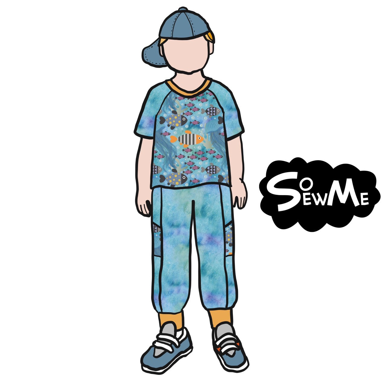 Watercolor Blue Öglad Jogging