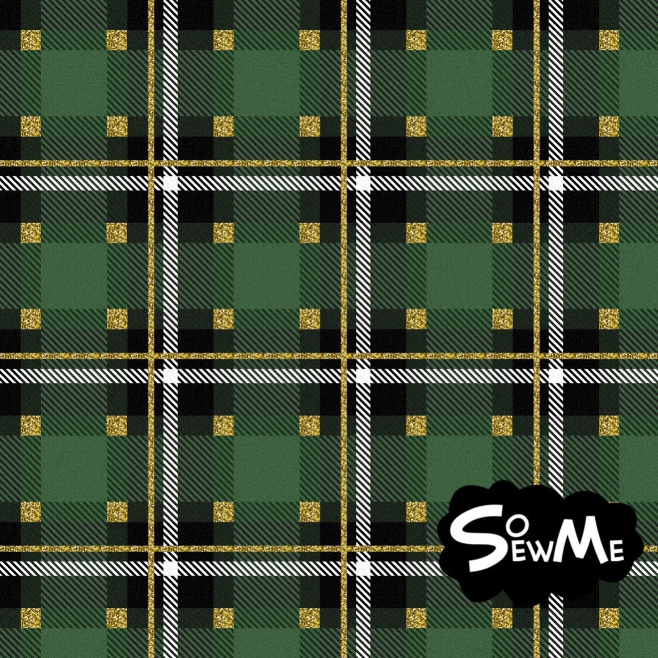 Skotskrutig Trikå/Jersey Xmas Edition Glitter Green